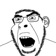 ear glasses open_mouth soyjak stubble variant:cobson // 721x720 // 26.4KB