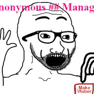 4chan animated arm button doll_(user) glasses hand hands_up happy manager open_mouth pink qa_(4chan) shaking soyjak stubble text variant:excited_soyjak vtuber // 417x317 // 52.0KB