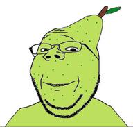 closed_mouth food fruit glasses paulmcpear pear smile soyjak stubble subvariant:wholesome_soyjak variant:gapejak // 522x498 // 117.5KB