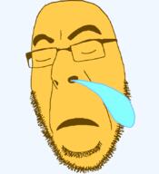 closed_eyes ear emoticon glasses open_mouth series:soymoji sleeping soyjak stubble variant:cobson yellow yellow_skin // 775x849 // 18.7KB