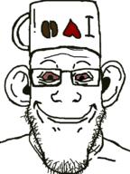 bloodshot_eyes closed_mouth coffee ear glasses heart i_love smile soyjak stubble text variant:markiplier_soyjak // 600x800 // 29.5KB