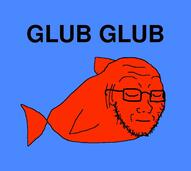 animal closed_eyes closed_mouth fish full_body glasses its_over music red_skin sound soyjak stubble tail text variant:soyak video water // 1546x1382, 30s // 634.6KB