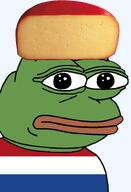 amphibian bald cheese closed_mouth clothes country dutch europe european flag flag:netherlands food frog gouda gouda_cheese green_skin irl lips looking_at_you nas:pepe netherlands neutral pepe_the_frog series:pepe_hat tshirt // 1008x1479 // 571.3KB
