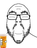 closed_eyes closed_mouth glasses hand meds mustache smile soyjak stubble variant:flartson wholesome // 410x524 // 29.3KB