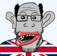 amerimutt balding british ear glasses grey_skin hair lips open_mouth stubble union_jack variant:markiplier_soyjak // 733x721 // 146.2KB