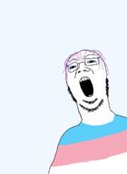 glasses hair open_mouth purple_hair soyjak stubble tranny variant:mongoljak // 1536x2111 // 66.2KB