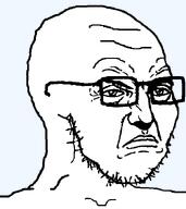 alternate angry closed_mouth frown glasses looking_to_the_right punisher_face soyboy soyjak stubble subvariant:soyak_34 transparent_background variant:soyak wojak wrinkles // 605x678 // 12.9KB
