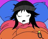 beanie bed blanket closed_eyes clothes comfy drool female gem glasses hair open_mouth sleeping the_simpsons variant:soytan // 1170x951 // 82.3KB