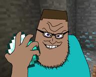 diamond gem holding_object minecraft oc ore screenshot smile steve variant:syndromejak // 557x446 // 82.5KB