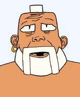 beard brown_skin clash_royale ear earring green_hair missing_teeth mohawk monk monk_(clash_royale) mustache small_eyes teeth thick_eyebrows variant:alicia // 592x720 // 8.5KB