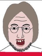 eyebrows forehead_lines glasses hair kurwa nose open_mouth poland soyjak stubble teeth variant:lennonjak // 191x255 // 16.9KB