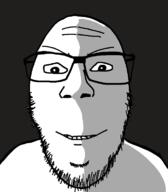 closed_mouth evil glasses ominous smile soyjak stubble variant:punk_revolution_soyjak // 660x756 // 40.3KB