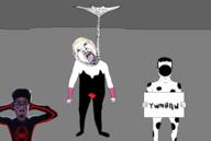 2soyjaks black_skin blood clothes faceless full_body gwen_stacy hair hanging ishowspeed miles_morales open_mouth sign spider_web spidergwen spiderman spot_(spiderman) stubble subvariant:chudjak_front suit superhero the_spot tranny variant:bernd variant:chudjak yellow_hair ywnbaw // 4568x3060 // 1.1MB