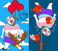 bird bloodshot_eyes crying drowning eagle fish meta:tagme multiple_soyjaks open_mouth reddit rope soyjak suicide tongue tranny twitter variant:a24_slowburn_soyjak variant:bernd variant:soyak // 1701x1496 // 404.5KB