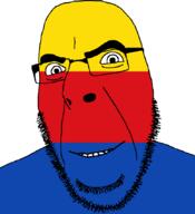 flag flag:north_holland full_head glasses hair looking_at_you netherlands north_holland open_mouth smile soyjak stubble teeth variant:cobson // 775x849 // 20.7KB