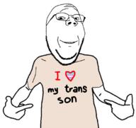 arm clothes father flag flag:transgender_pride_flagansge glasses hand heart i_love merge pointing smile son soyjak stubble subvariant:wholesome_soyjak tranny tshirt variant:gapejak variant:shirtjak // 1080x1019 // 276.0KB