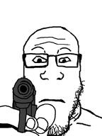 beard glasses gun hand holding_gun holding_object neutral subvariant:neutralplier variant:markiplier_soyjak // 600x800 // 43.1KB