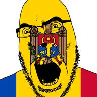 angry animal bird country cross flag flag:moldova glasses moldova open_mouth reichsadler scepter soyjak star stubble variant:cobson // 721x720 // 66.4KB