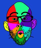 colorful ear glasses half_open_mouth soyjak stubble variant:nojak // 443x523 // 15.4KB