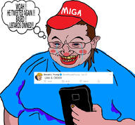 based crying donald_trump ear eric_butts fat glasses happy_merchant holding_object holding_phone maga miga_hat speech_bubble stubble text twitter variant:eric_butts // 1024x948 // 412.0KB