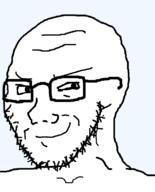 aliased bald closed_mouth glasses looking_to_the_right smile smirk smug soyjak stubble subvariant:soyak_(smug) template transparent_background variant:soyak // 644x800 // 13.3KB