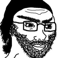 beard closed_mouth eyelashes glasses hair smile smug soyjak thick_eyebrows variant:soyak // 600x600 // 30.5KB