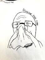 arm art black_and_white blowing_nose closed_eyes drawfag drawing glasses hand ink meta:soytober meta:soytober2025 soyjak stubble tissue variant:nostriljak // 3000x4000 // 6.7MB