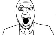 clothes glasses klaus_schwab mustache necktie open_mouth soyjak stubble suit variant:schwabson // 900x566 // 14.6KB