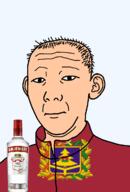 1864 alcohol bottle bryansk_oblast closed_mouth clothes communism ear flag flag:bryansk_oblast hair hammer hammer_and_sickle neutral oblast plant russia sickle smirnoff soyjak text track_suit transparent transparent_background tree variant:kuzjak vodka white_skin // 810x1192 // 222.0KB