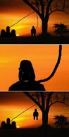 arm belt creepy dark distorted evil execution full_body glasses hanging holding_object holding_rope irl_background leg lynching ominous rope shadow silhouette smile soyjak soyjak_trio stubble subvariant:hornyson sunset tree variant:cobson variant:gapejak variant:markiplier_soyjak variant:tony_soprano_soyjak // 577x1126 // 90.5KB