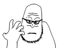 bald black_glasses closed_mouth evil eyes full_head hand mouth neutral nose open_eyes stubble syndrome_(the_incredibles) the_incredibles variant:markiplier_soyjak variant:syndromejak white_eyes white_skin // 557x446 // 8.5KB