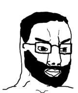 angry beard glasses hair soyjak variant:chudjak // 704x840 // 17.9KB