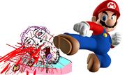 ack blood bloodshot_eyes blue_eyes clothes glove gore hat kicked mario mustache overalls purple_hair shoe stubble teeth tranny variant:bernd // 1920x1080 // 686.2KB