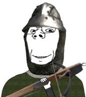 arm armor crossbow glasses hand helmet mount_and_blade rhodok smile soyjak teeth variant:gapejak video_game // 926x1038 // 803.5KB