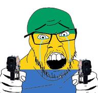 country countrywar crying flag flag:gabon gabon glasses gun hair hand holding_object open_mouth pistol soyjak stubble teeth variant:feraljak // 1117x1066 // 343.6KB