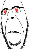 biting_lip distorted frown glasses heart_eyes soyjak stubble subvariant:hornyson variant:cobson // 415x707 // 76.5KB