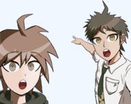 ahoge anime arm brown_hair clothes danganronpa:_trigger_happy_havoc danganronpa_(series) danganronpa_2:_goodbye_despair hair hand hinata_hajime komatsuzaki_rui meta:nas naegi_makoto necktie open_mouth pointing soy_parody soyjak style_emulation variant:two_pointing_soyjaks video_game white_skin // 1024x810 // 513.6KB