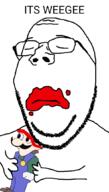 blood glasses holding_object its_over soyjak stubble text variant:gapejak weegee // 600x1053 // 124.2KB