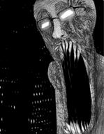 glasses glowing_eyes open_mouth schizo sharp_teeth soyjak subvariant:schizojak variant:markiplier_soyjak // 390x504 // 149.3KB