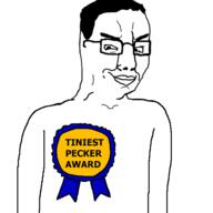 award badge closed_mouth glasses hair ribbon smug soyjak text tiniest_pecker_award twp variant:chudjak // 600x600 // 59.0KB