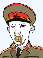 angry blood clenched_teeth clothes collar_tabs communism ear epaulettes hammer_and_sickle hand hat kgb kuz military_uniform necktie nosebleed red_eyes soviet_army_uniform soyjak star uniform variant:carterjak variant:kuzjak yellow_teeth // 810x1080 // 191.4KB