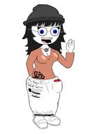 art avengers beanie blue_eyes drawing full_body glasses hair nintendo nintendo_switch open_mouth smile soyjak text tranny_artstyle variant:soytan video_game // 1814x2784 // 483.8KB