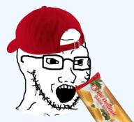 cap clothes cole's food garlic_bread glasses hat open_mouth palindrome_get soyjak stubble text variant:soyak // 951x868 // 323.9KB