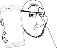 bald closed_mouth eyebrows fingers glasses holding_object holding_phone looking_at_you nose phone smug stubble template transparent_background variant:smugjak // 1158x976 // 76.1KB