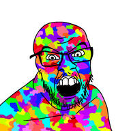angry colorful crayola glasses open_mouth soyjak stubble variant:feraljak // 2048x2048 // 1.6MB
