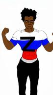 africa afro buff chud dark dark_skin flag:russia flexing muscles muscular_male russia russian_flag russo_ukrainian_war subvariant:chudflex variant:chudjak z_(russian_symbol) // 1080x1927 // 302.1KB