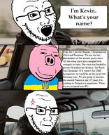 anger_mark closed_mouth clothes concerned country flag frown glasses irl_background open_mouth pig pink_skin russo_ukrainian_war smile soviet_union soyjak speech_bubble stubble subvariant:massjak subvariant:wholesome_soyjak text ukraine variant:gapejak variant:soyak // 490x604 // 125.7KB