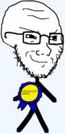 award closed_mouth ear fucking_idiot_award full_body glasses head looking_to_the_right ribbon smug soyjak stickman stubble text transparent_background variant:soyak // 546x1110 // 32.1KB