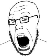 glasses looking_to_the_right meta:tagged_by_emerald open_mouth stubble subvariant:soyak_(concerned) teeth variant:cobson variant:soyak white_background // 721x859 // 53.9KB