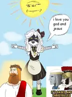 christian_cross christianity christpilled cross drone eyes gem happy jesus jesus_christ long_hair murder_drones nas:yes_chad prayer praying shoe subvariant:mexiaryan subvariant:wholesome_soyjak sun text variant:gapejak variant:meximutt variant_gapejak // 600x800 // 290.3KB
